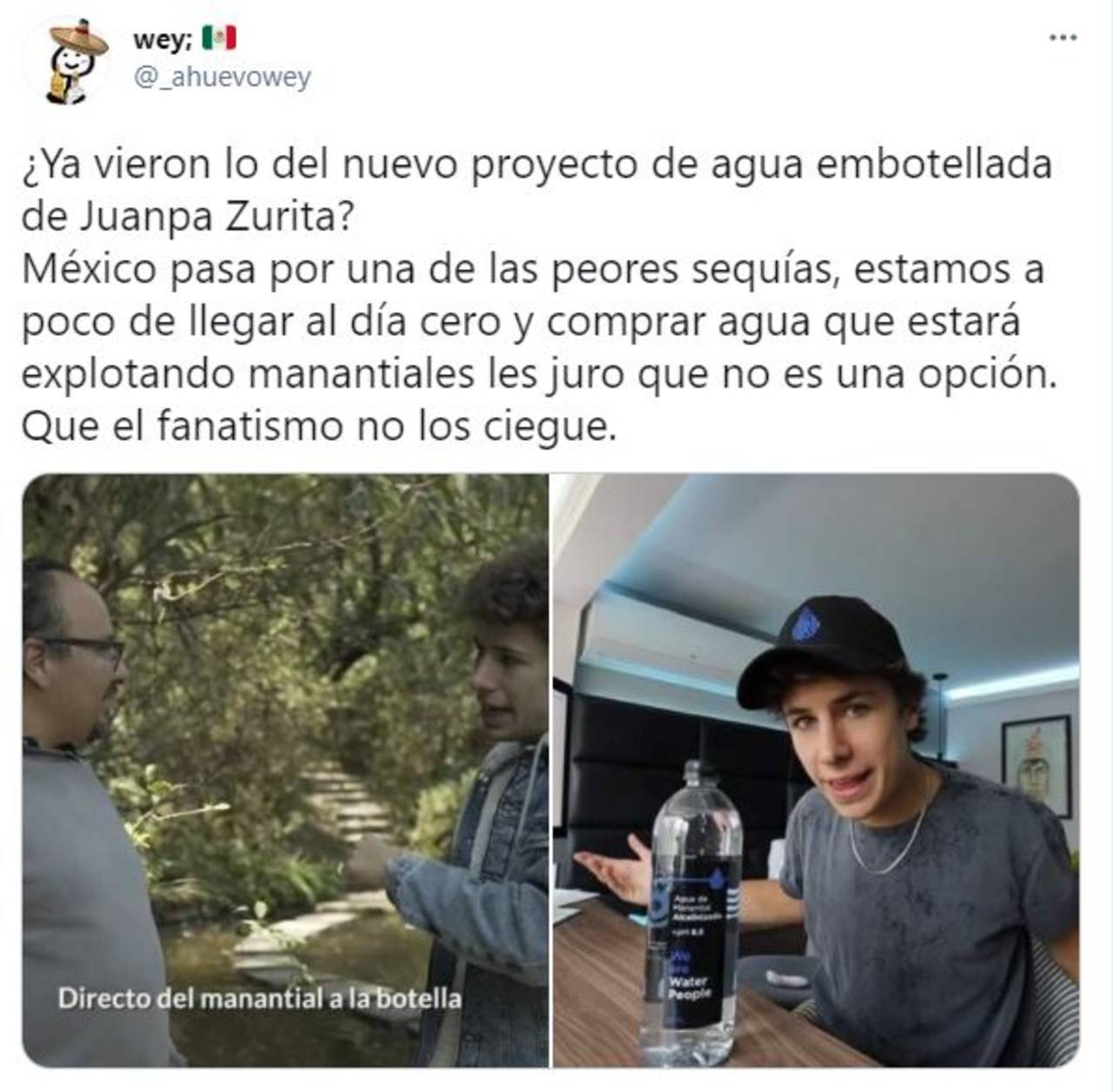 Juanpa Zurita agua embotellada agua
