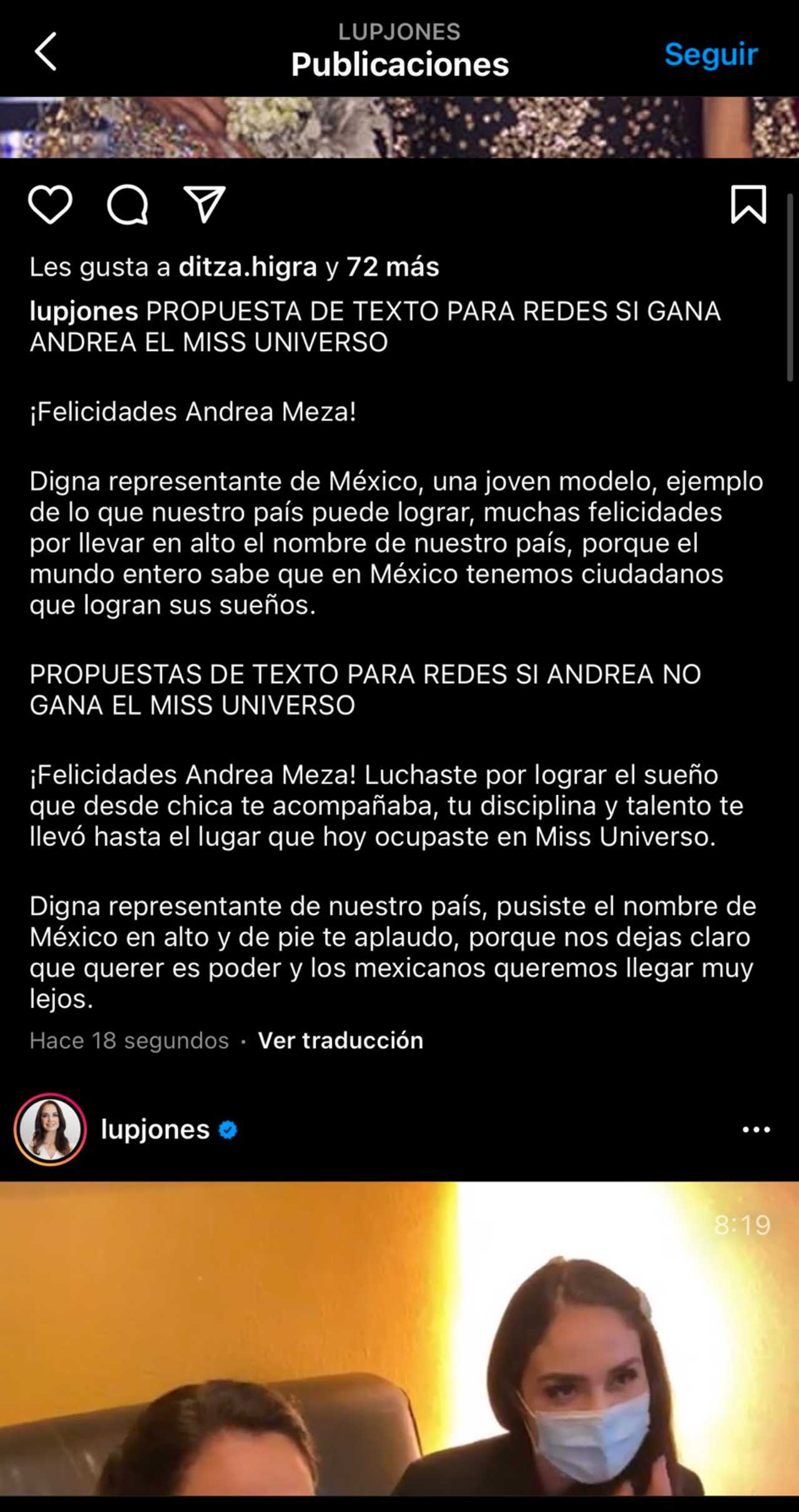 Lupita Jones mensaje Andrea Meza perdía Miss Universo