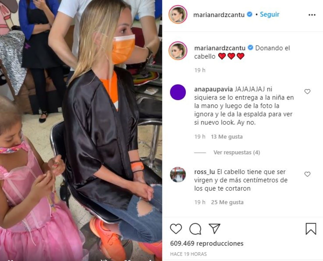 Mariana Rodríguez recibe críticas tras donar cabello