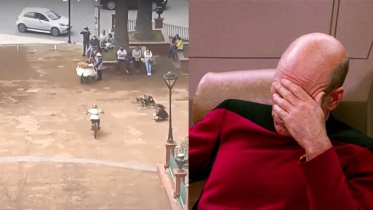 Ciclista contra pandero le tira pan