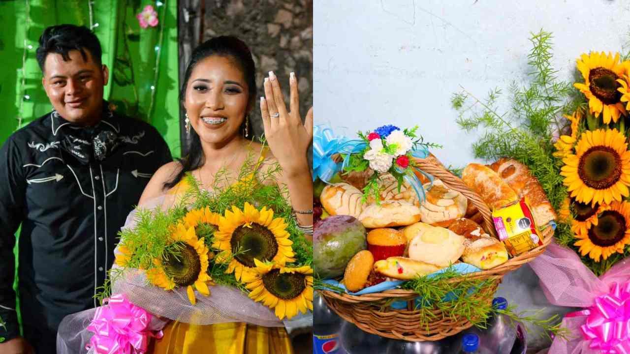 Pide matrimonio a su novia con un pavo, pan dulce y refrescos