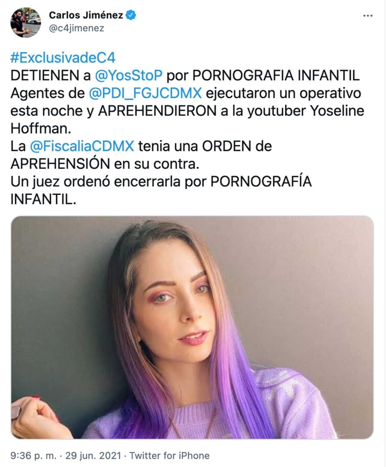 Detienen a YosStop por el caso Ainara