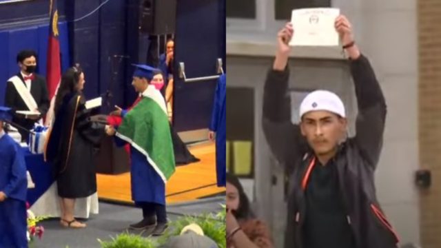 Dan diploma chico bandera Mexico graduacion