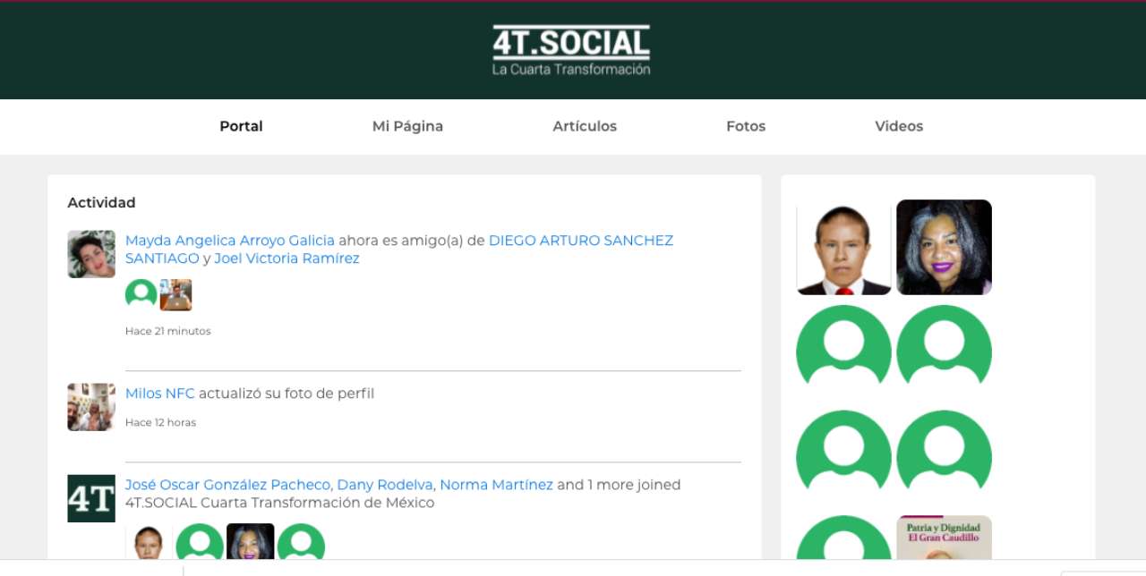 Vista de la red social