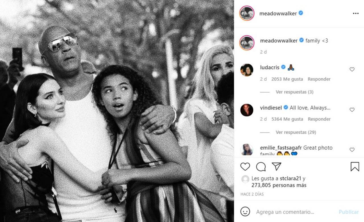 Hija de Paul Walker publica una foto con Vin Diesel