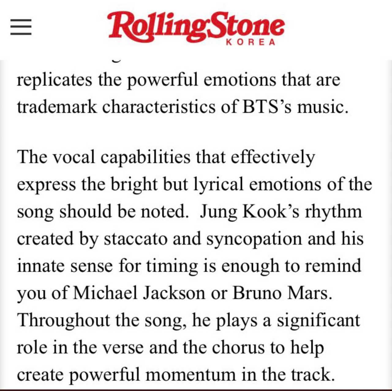 Comunicado de Rolling Stone Corea