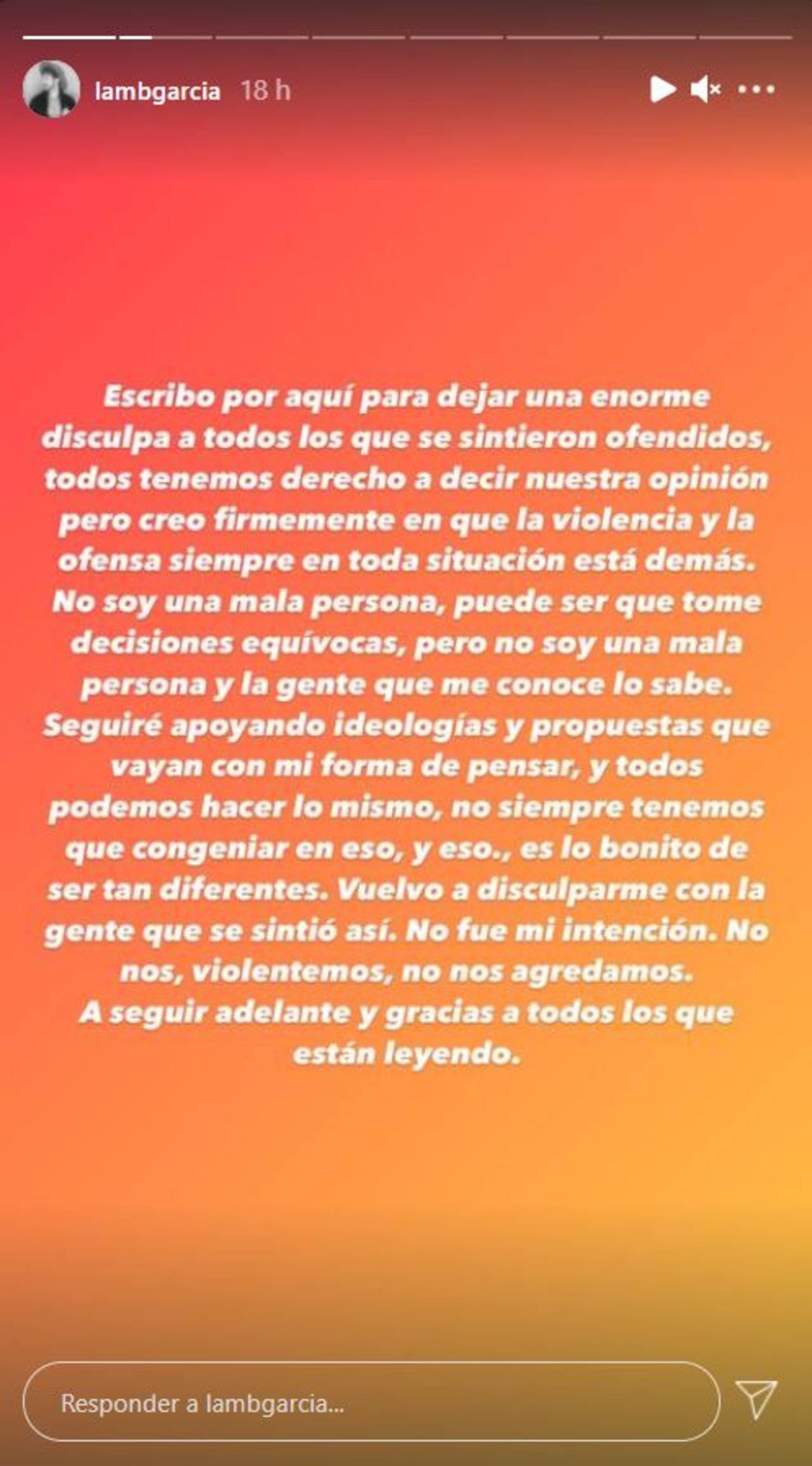 Lambda García y su disculpa por apoyar a partido político
