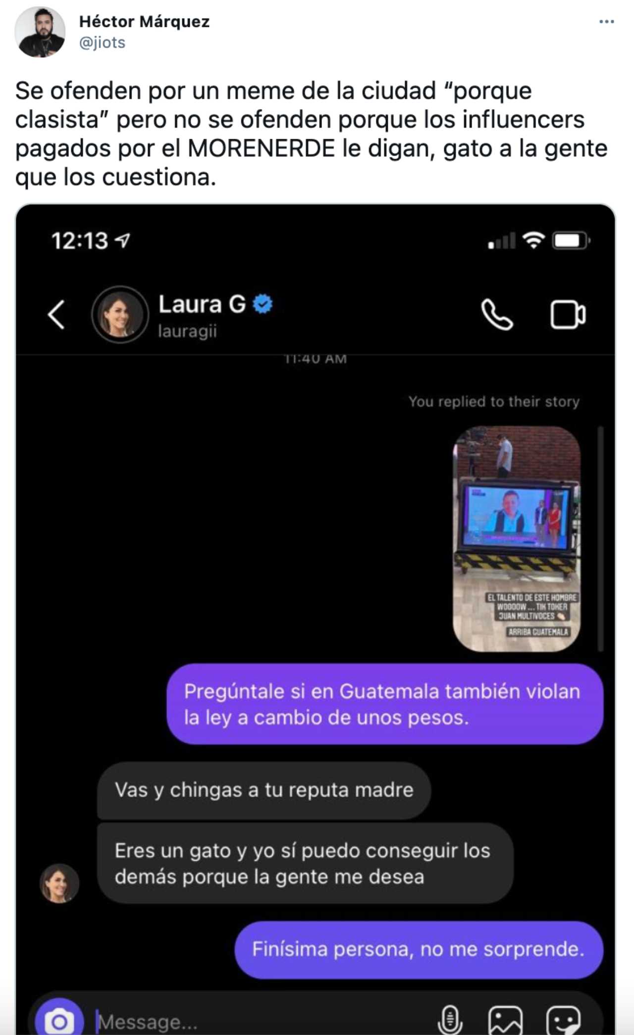 Exhiben clasismo de Laura G