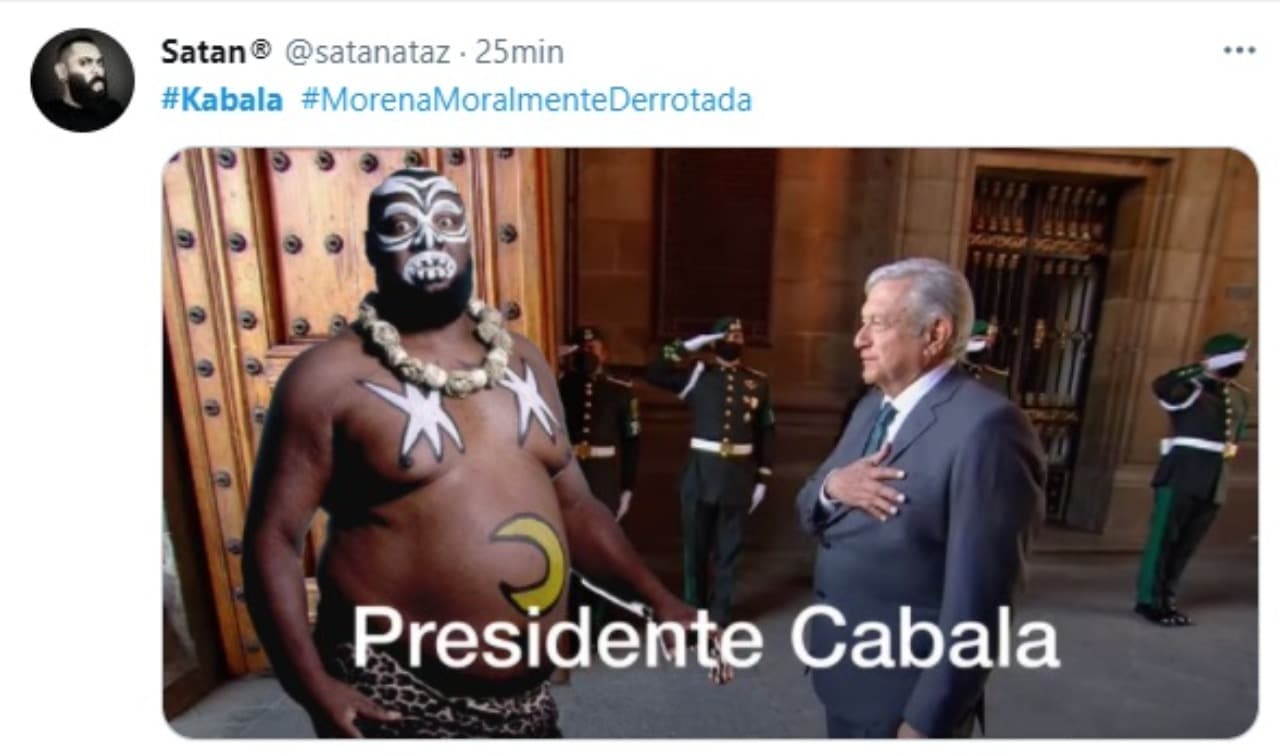 Meme AMLO saludando presidente Kabala