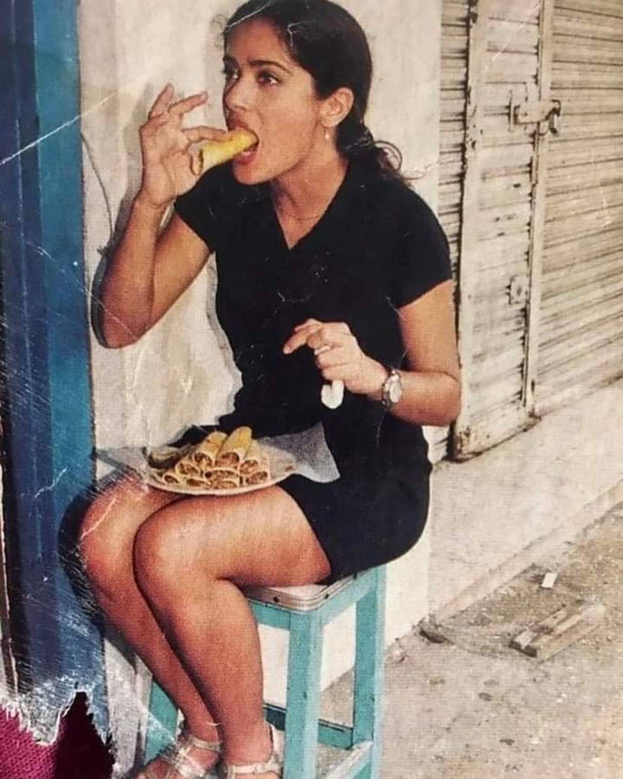 Salma Hayek comiendo tacos foto inédita