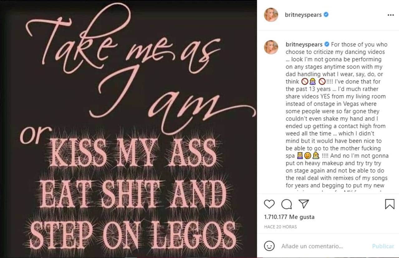 Britney Spears anuncia su renuncia de los escenarios por su tutela