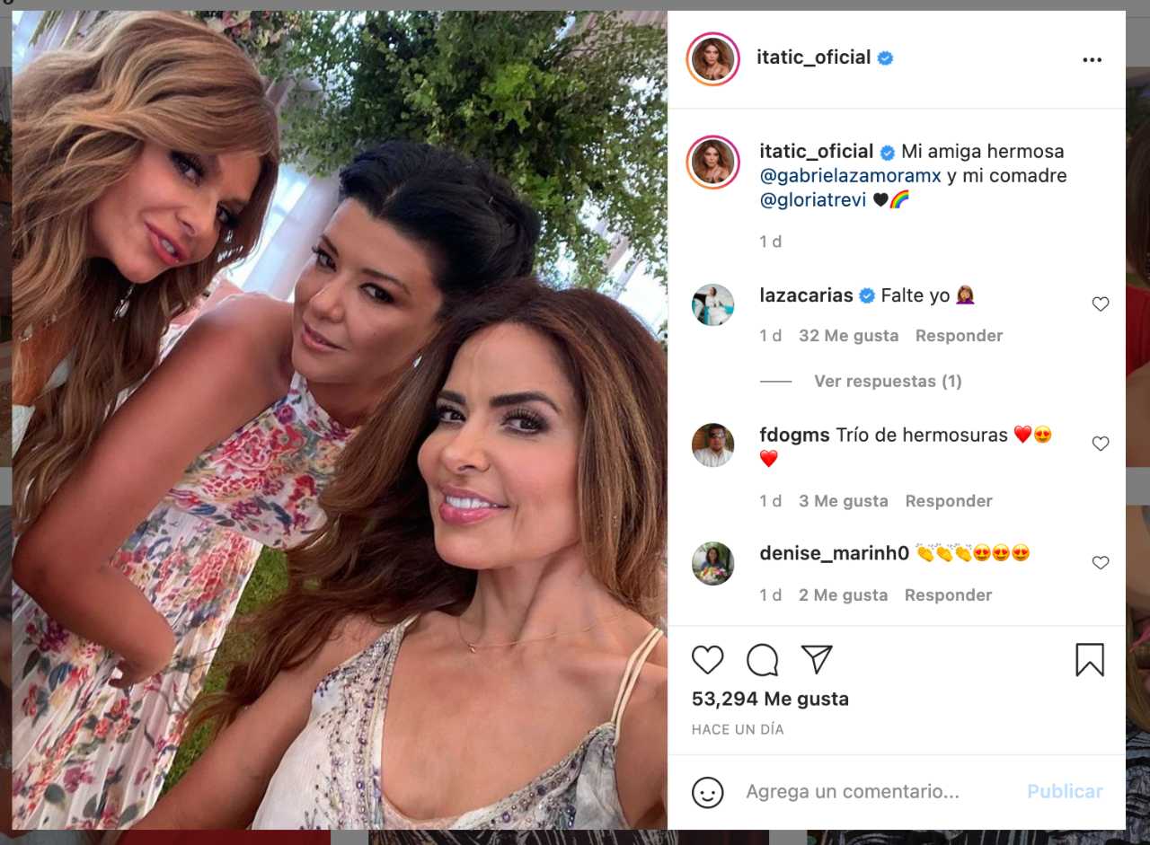 Itati Cantoral y Gloria Trevi en primera comunion de su hija