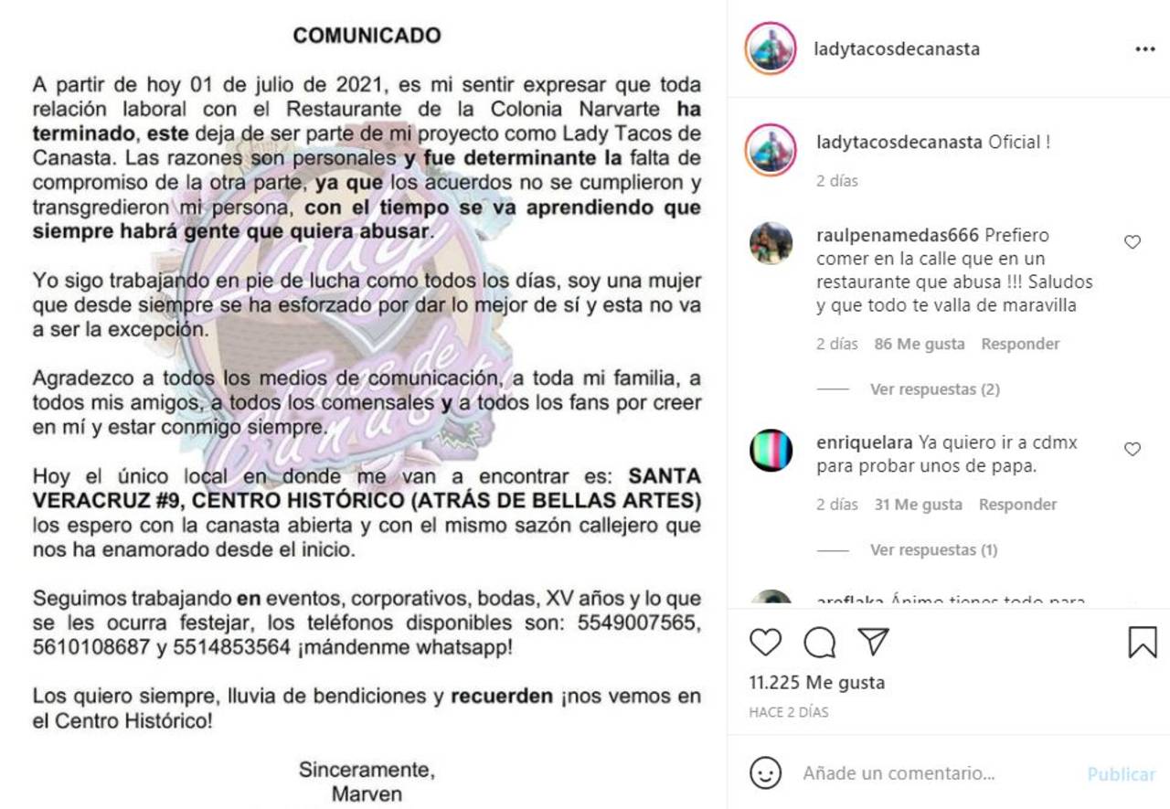 Lady Tacos de Canasta quería 200 mil al mes y dejará de vender en restaurante
