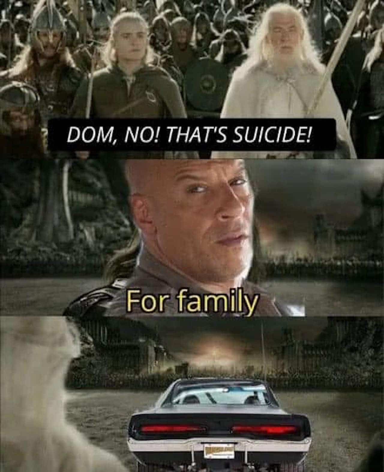 Meme de Toretto en el señor de los anillos