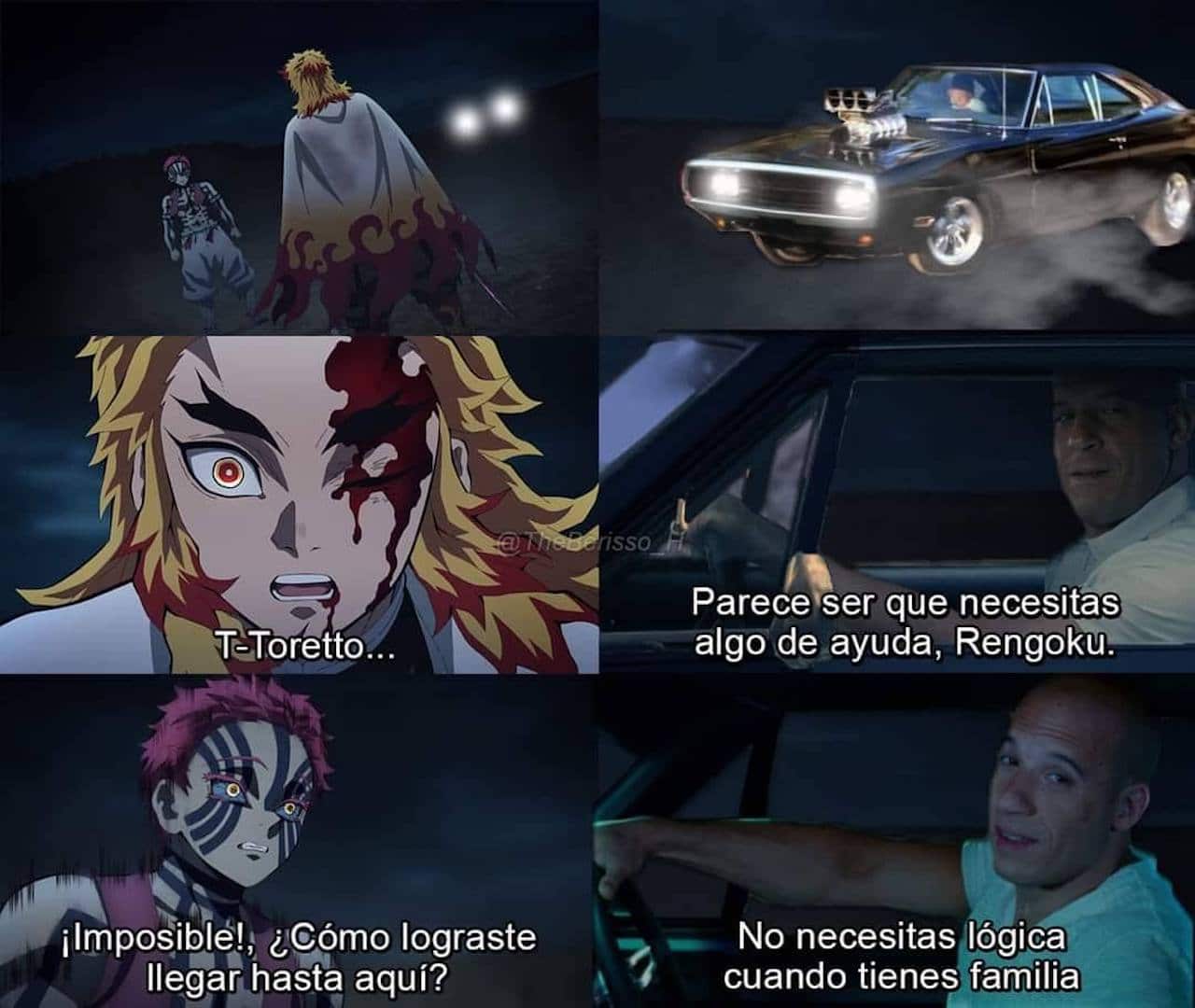 Meme de Toretto y Rengoku
