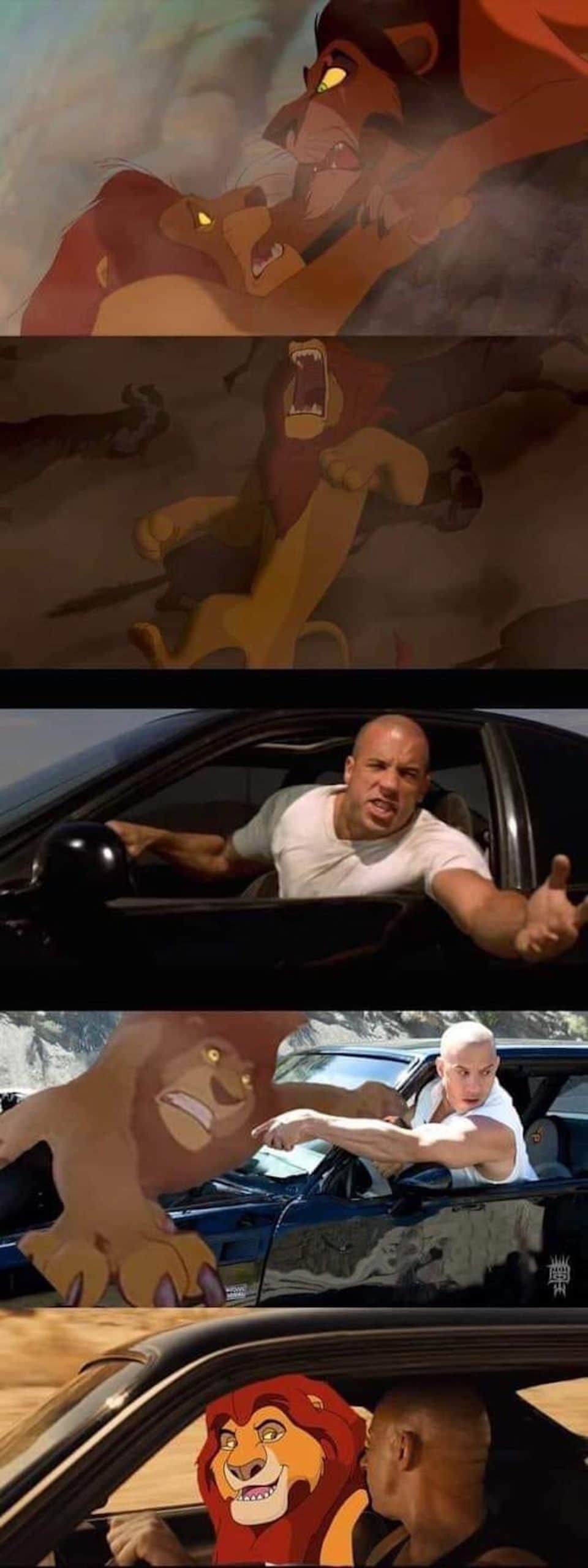 Meme de Toretto y el rey león