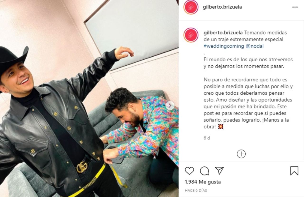 Christian Nodal toma medidas traje boda