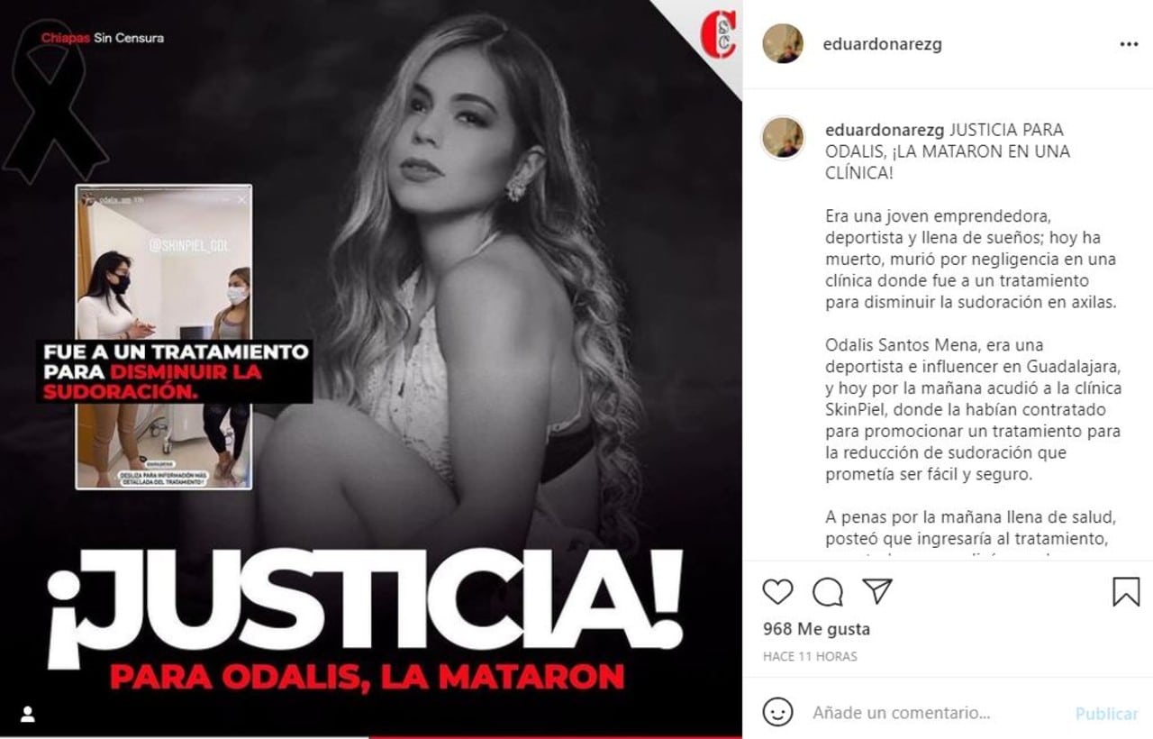 Influencer fitness Odalis Santos murió tras tratamiento contra la sudoración