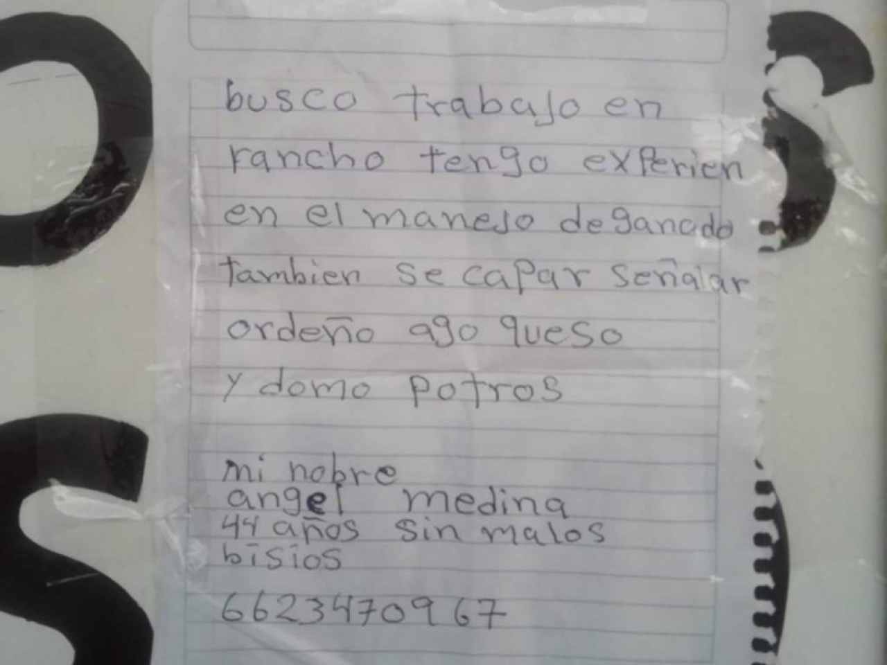 Currículum a mano de Ángel Medina