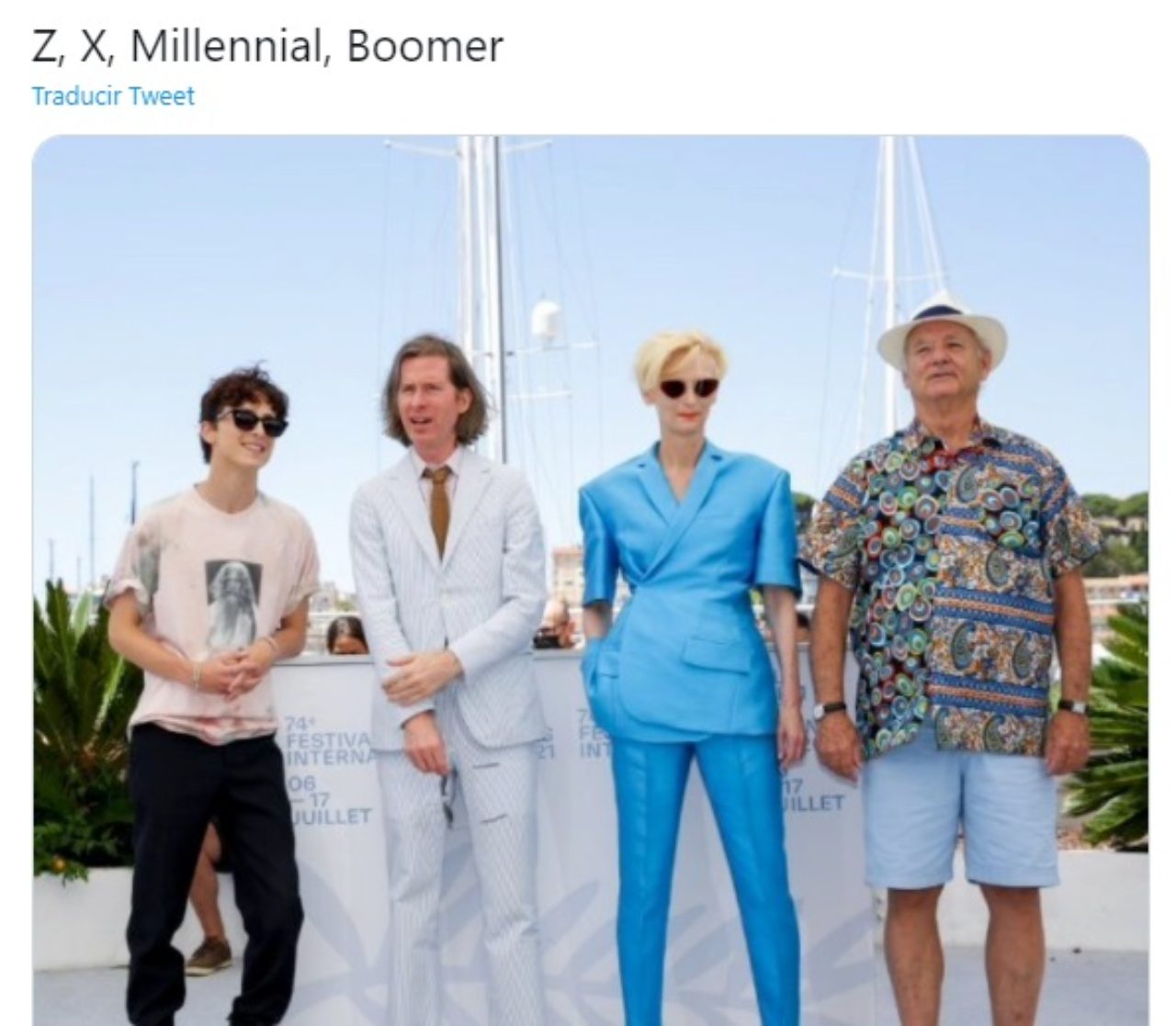 meme generaciones timothee tilda bill wes
