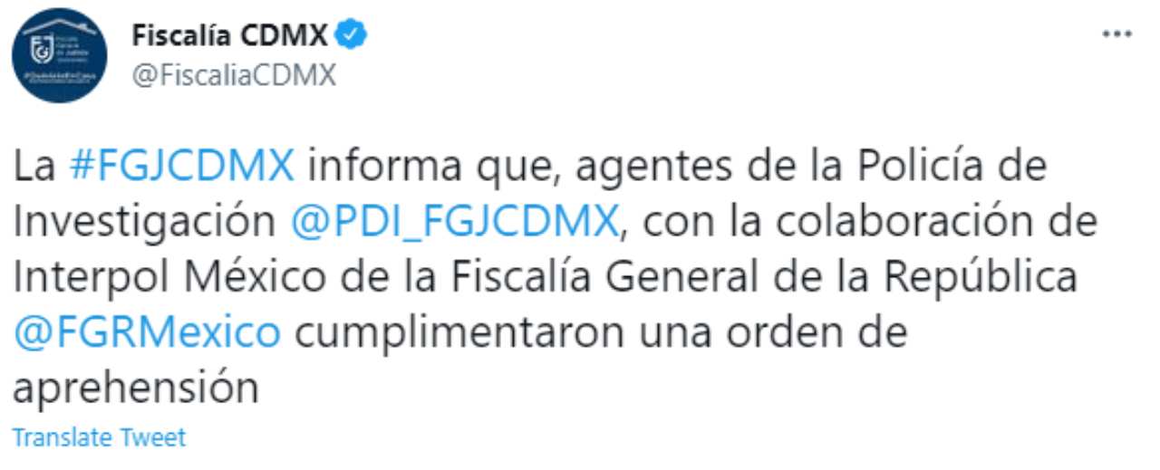Tweet de la fiscalía