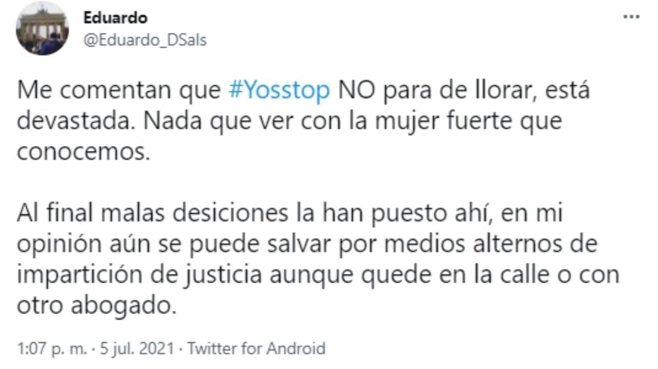 Tweet abogado reaccion de YosStop