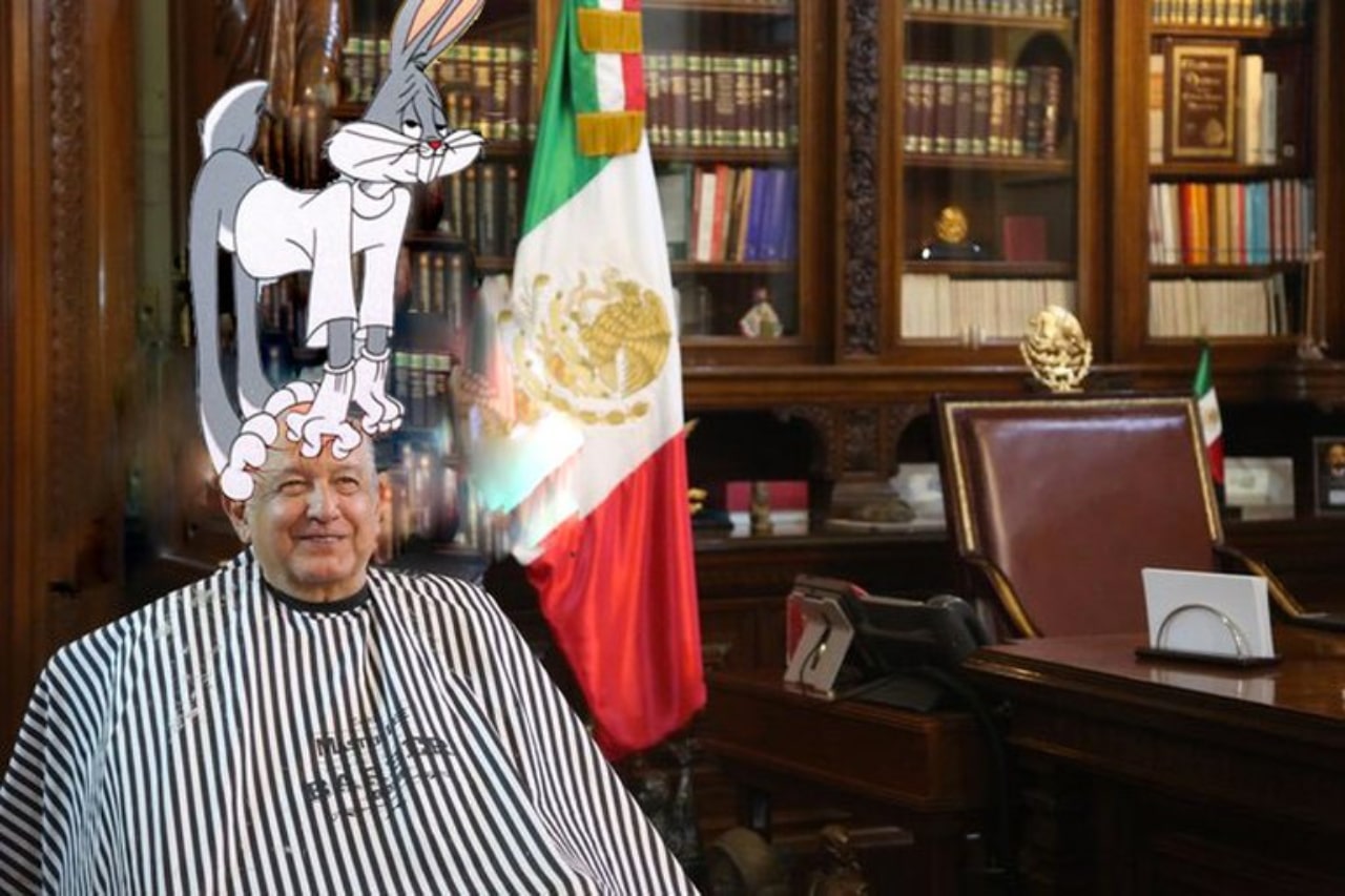Meme peluquero AMLO y Bugs Bunny