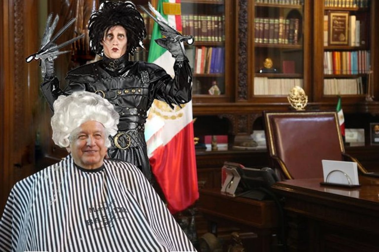Meme peluquero AMLO y el hombre manos de tijera