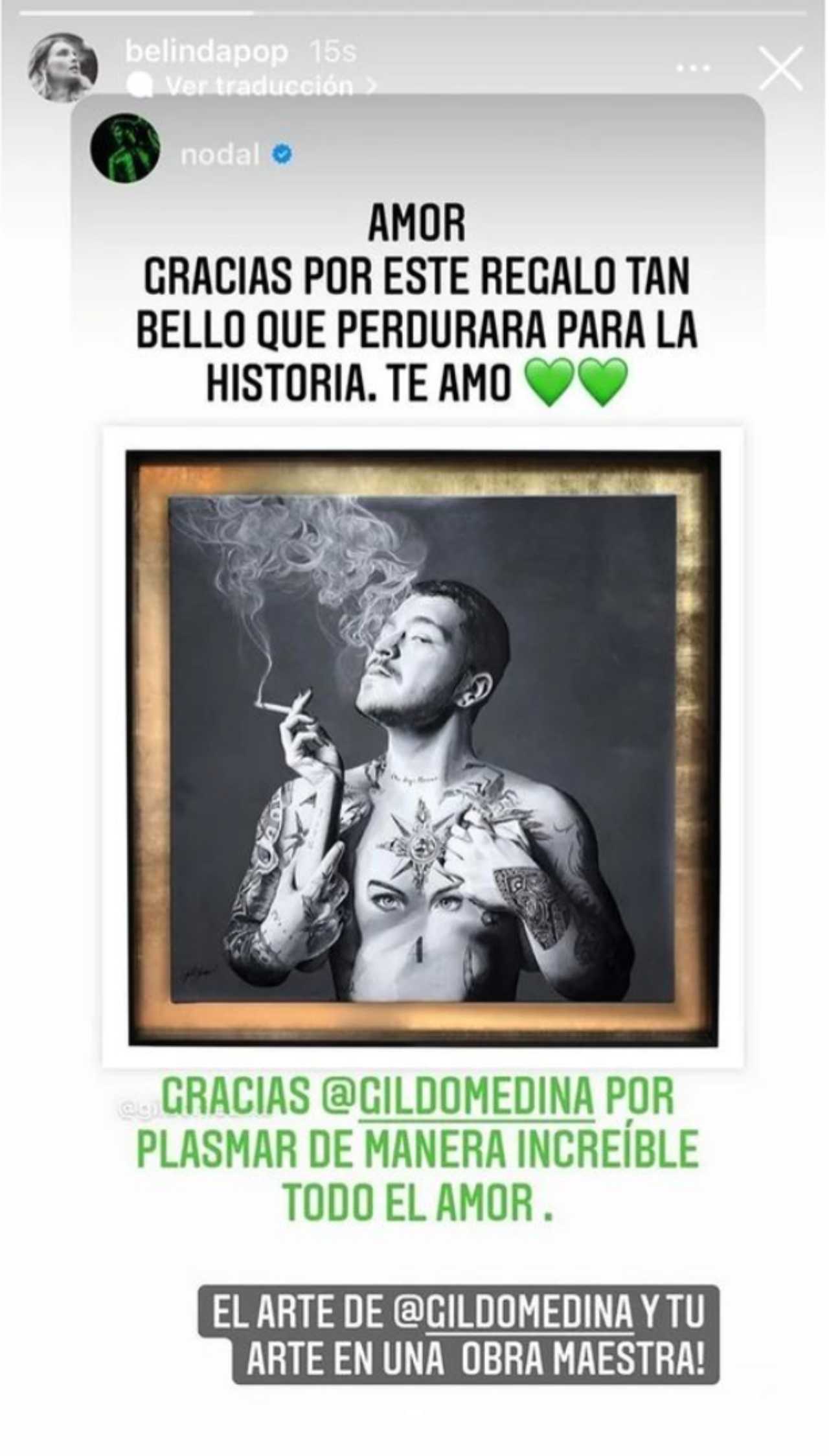 Belinda regala cuadro a Christian Nodal