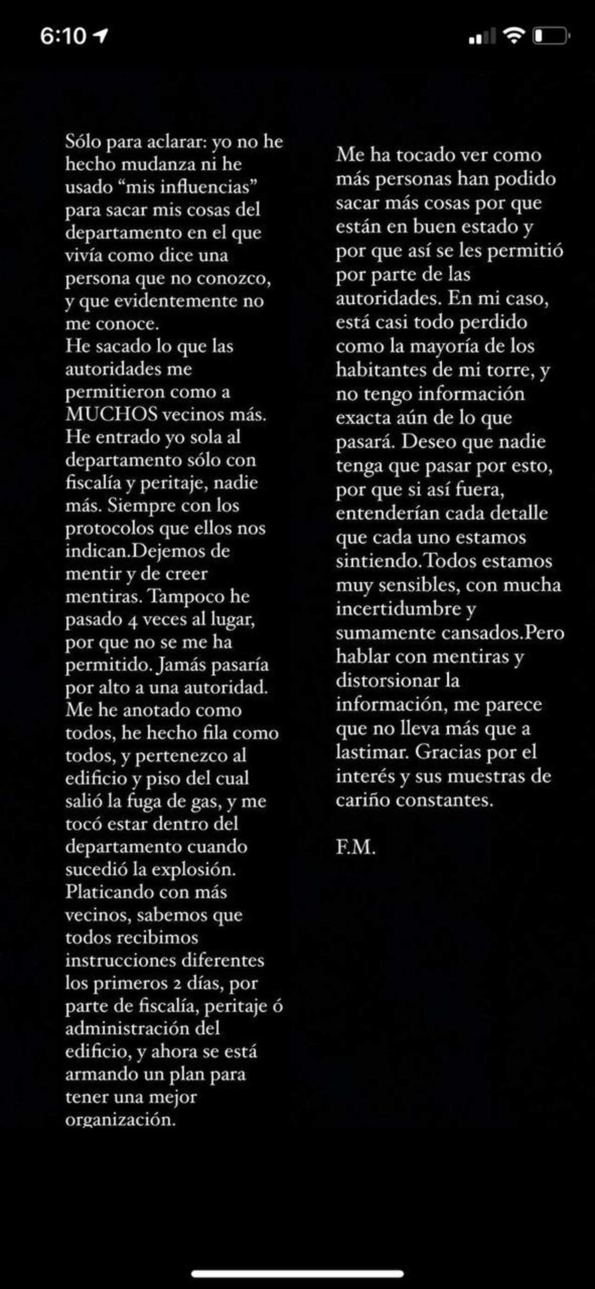 Fátima Molina responde críticas 
