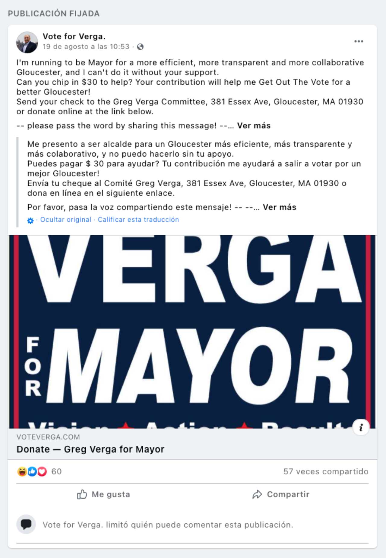 Candidato Greg Verga se vuelve viral