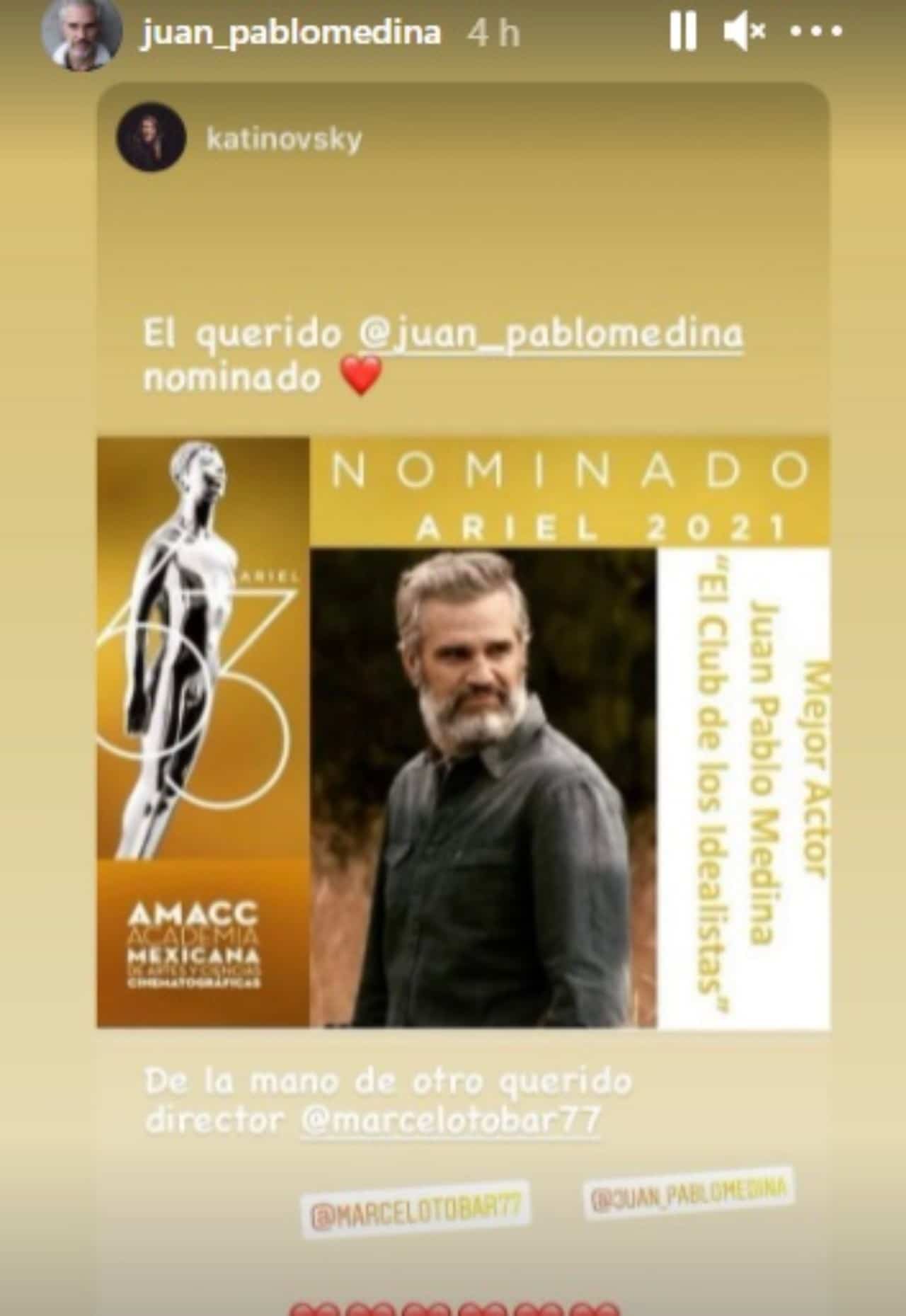 Juan Pablo Medina instagram historias nominacion
