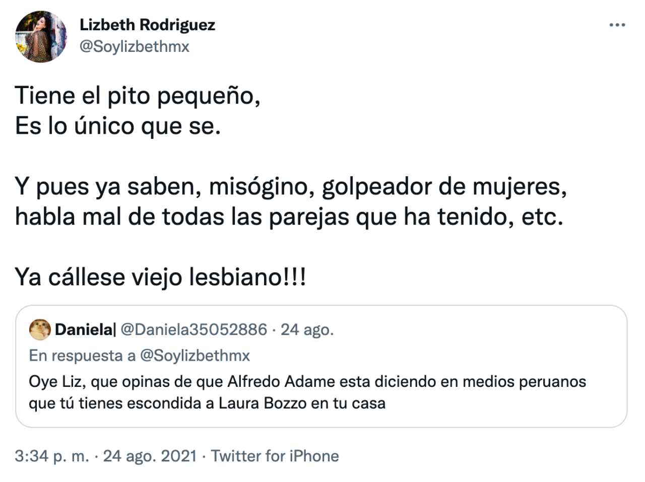 Lizbeth Rodríguez responde a Alfredo Adame
