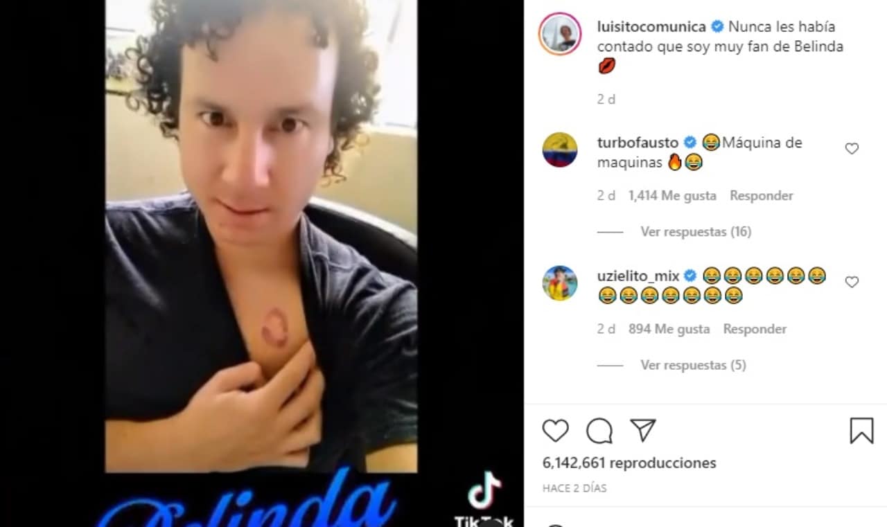 luisito comunica se tatua belinda pecho