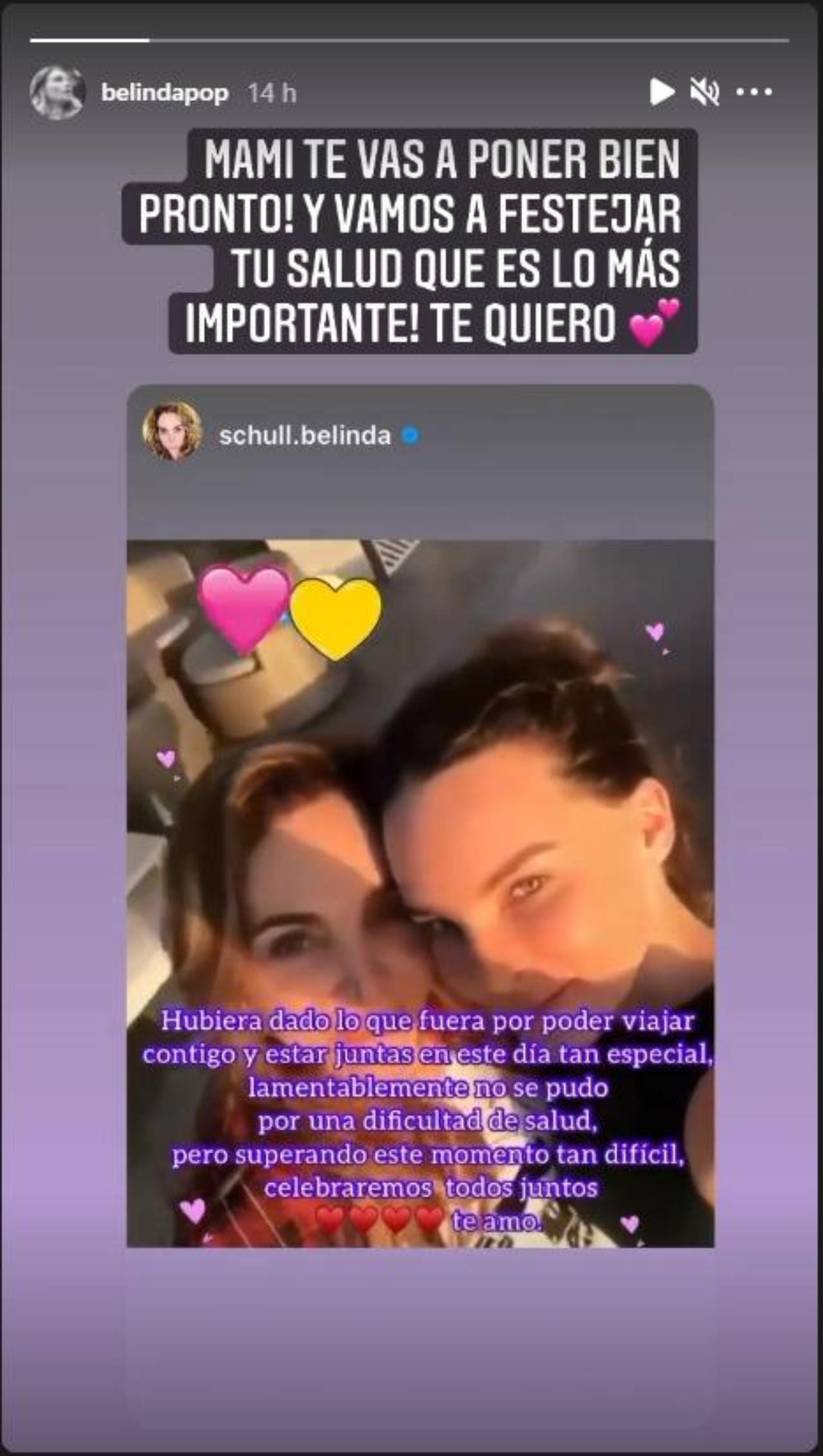 Belinda manda mensaje mama recupera covid