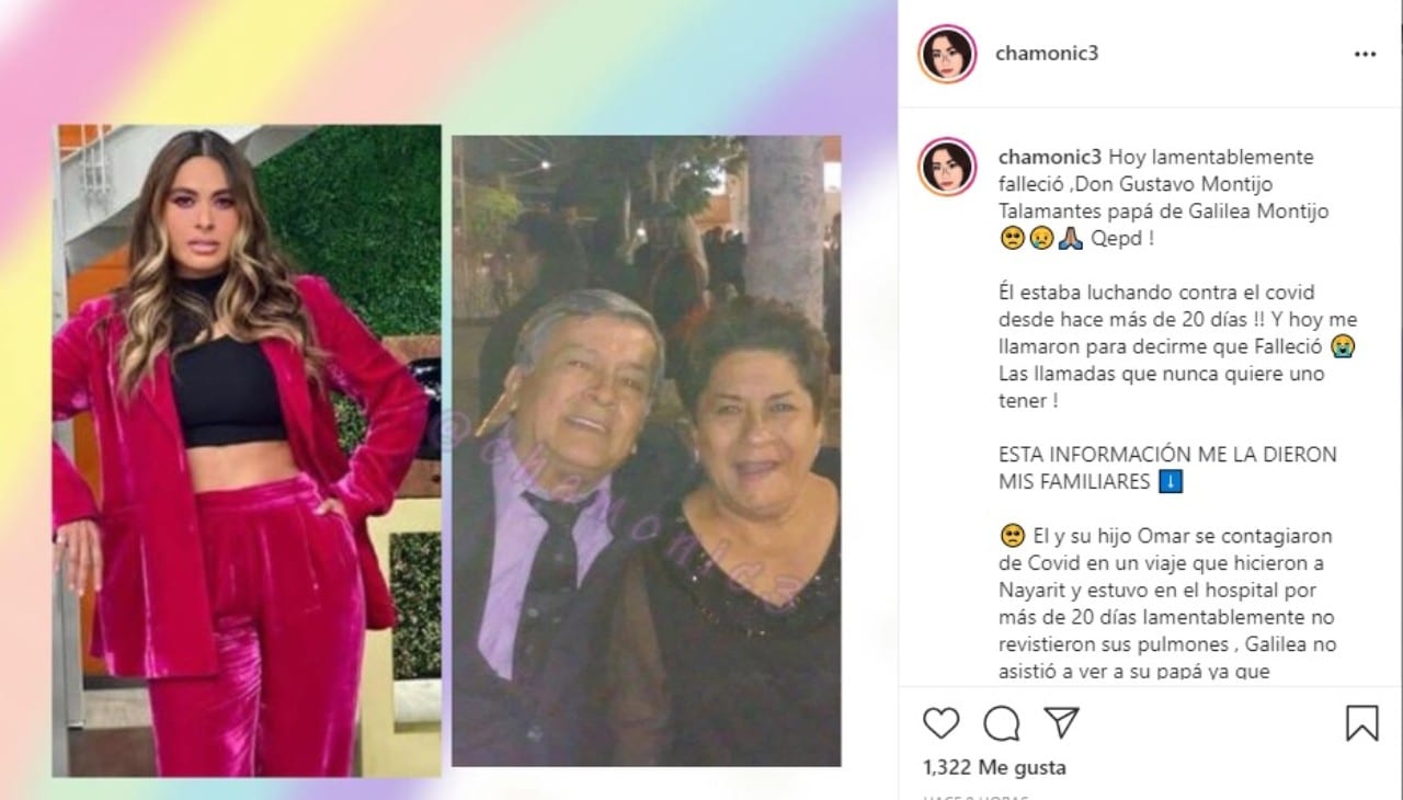 Muere papa Galilea Montijo por Covid