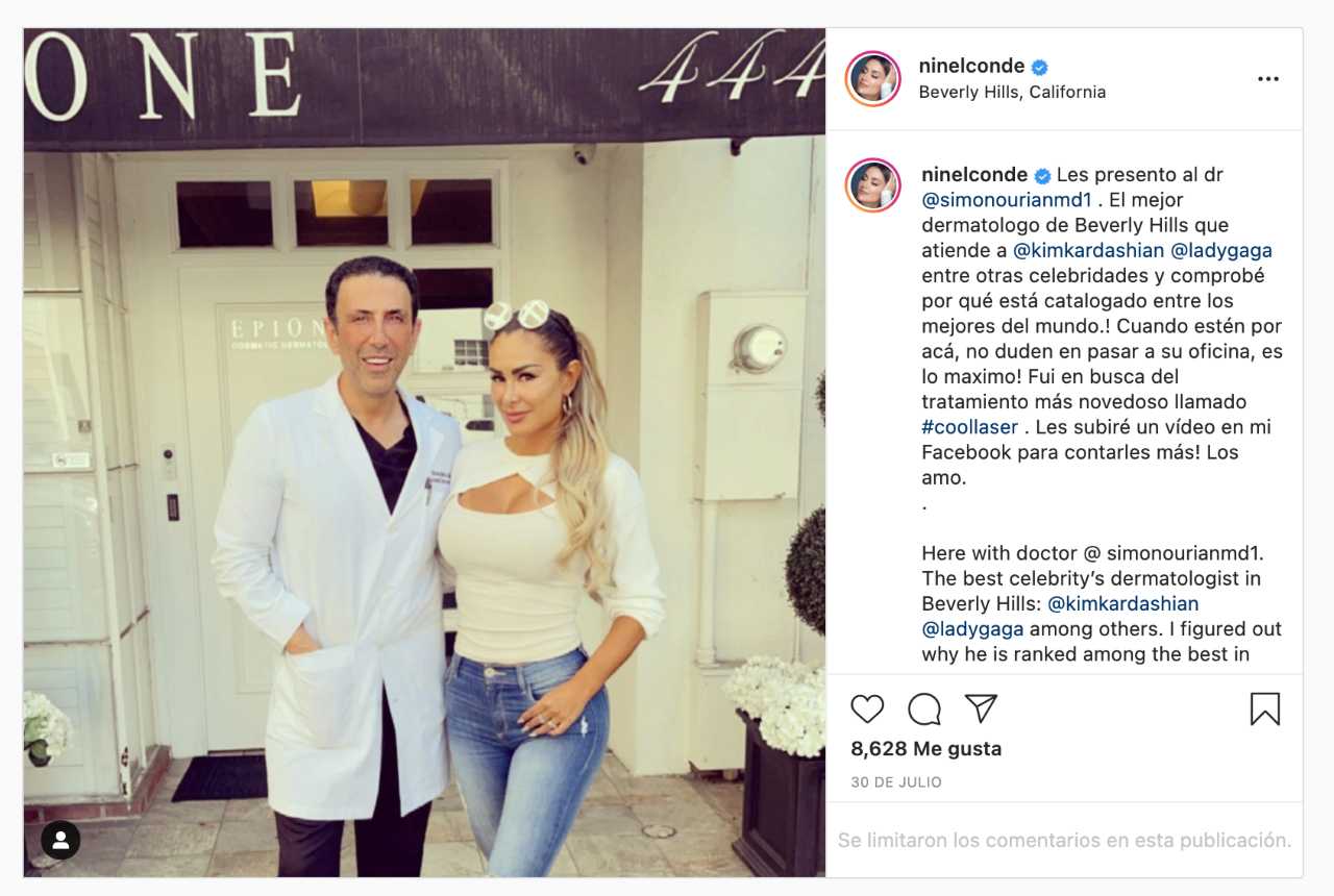 Ninel Conde visitó a un famoso dermatólogo