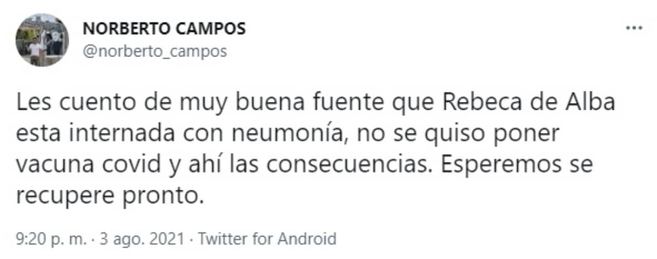 revelan Rebecca de Alba esta hospitalizada
