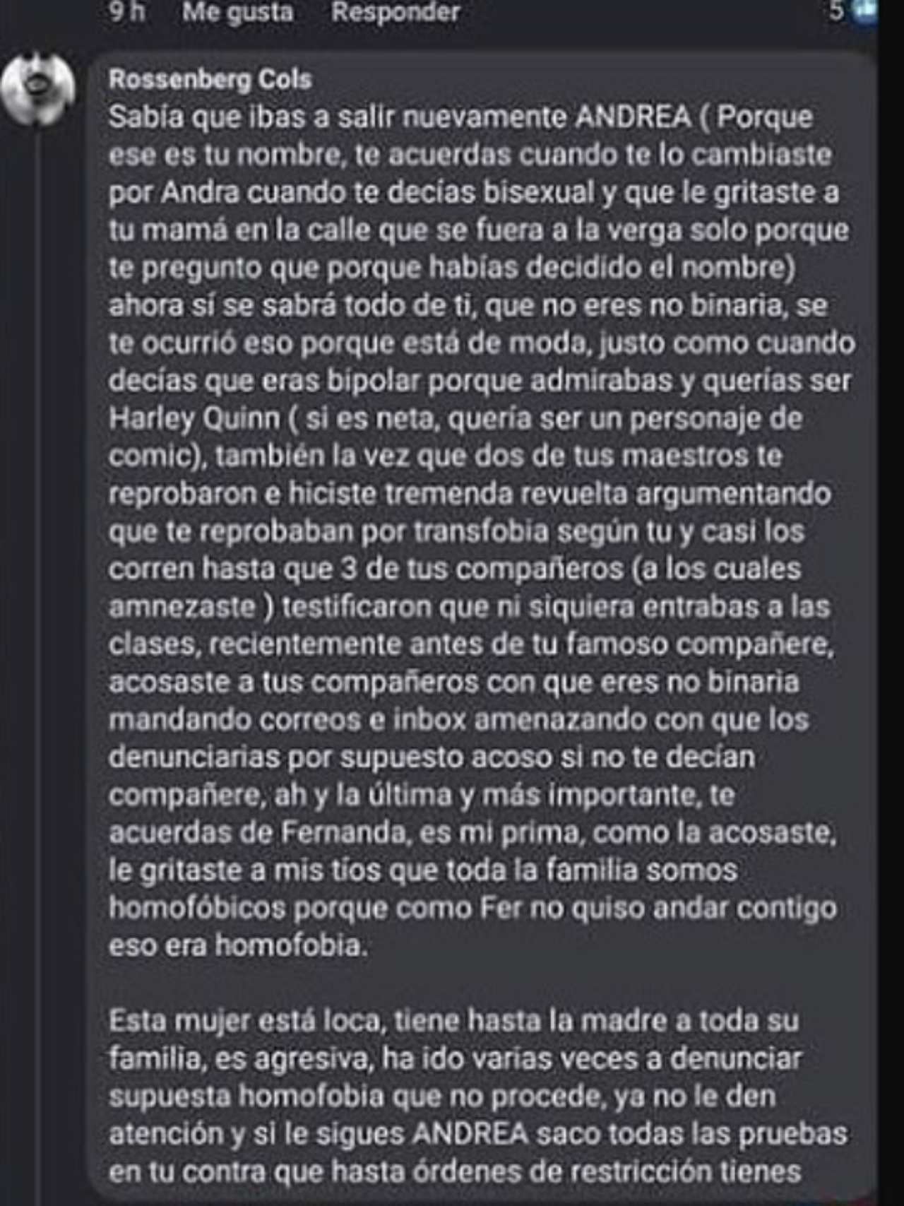 Acusan a Andra Milla de ser mala persona