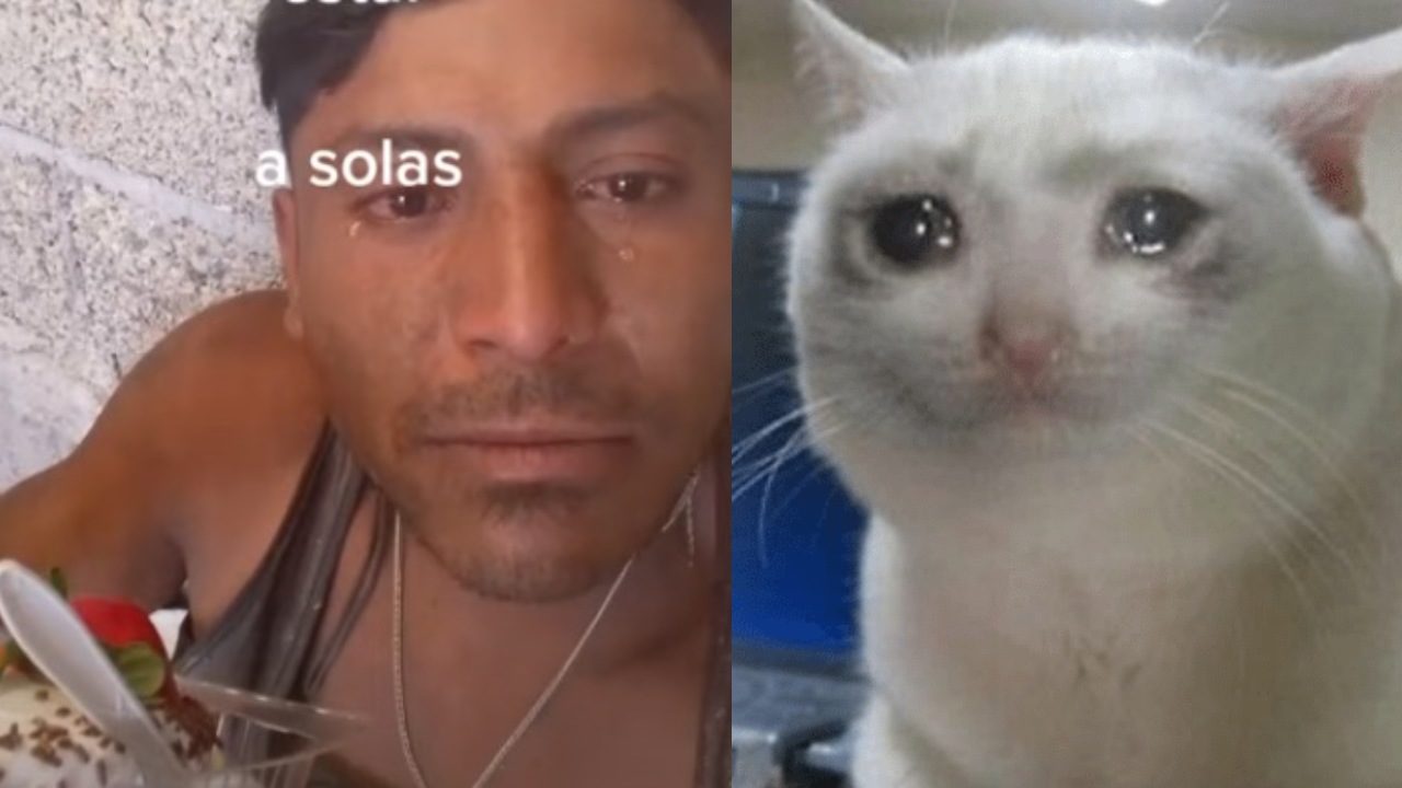 Albanil llora festejar cumpleanos solo pastel