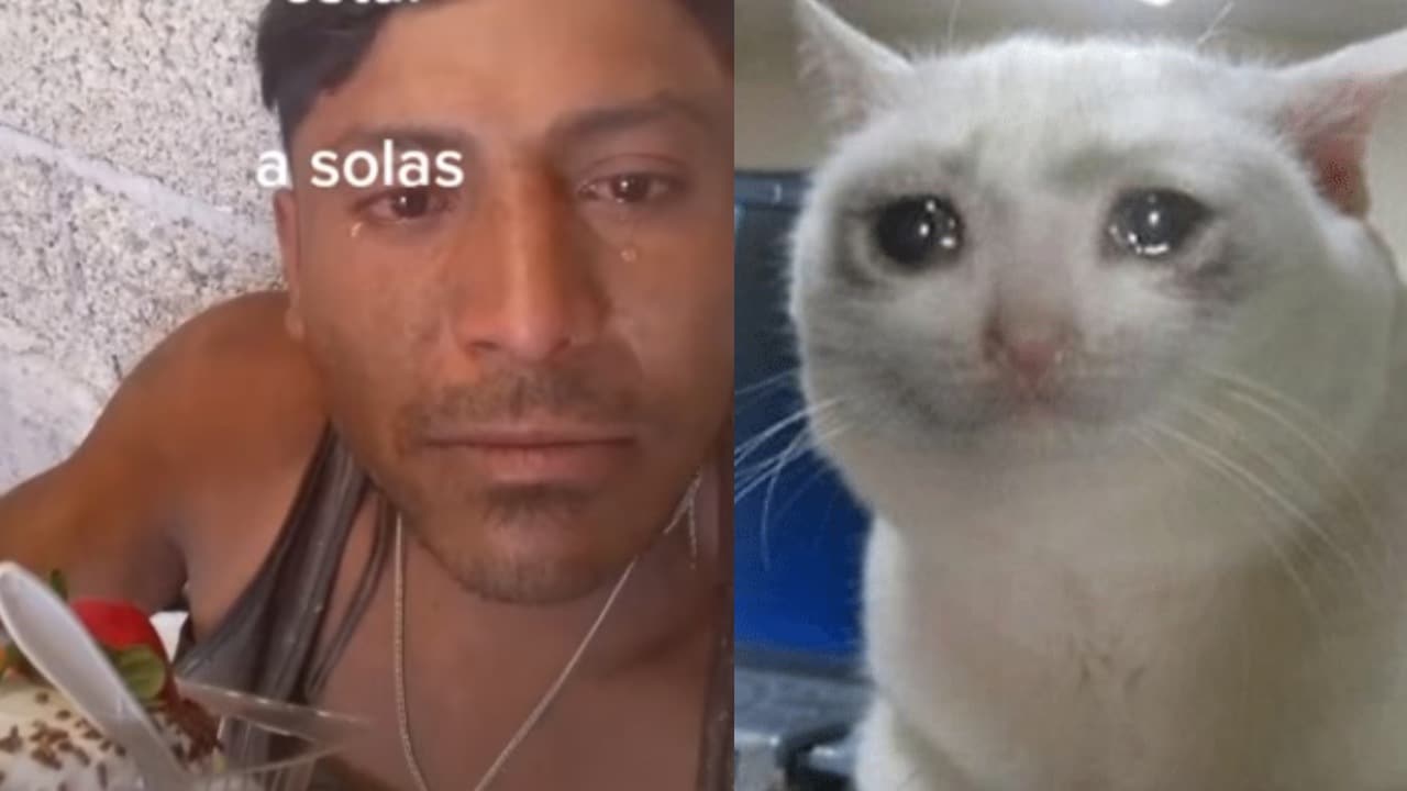 Albanil llora festejar cumpleanos solo pastel