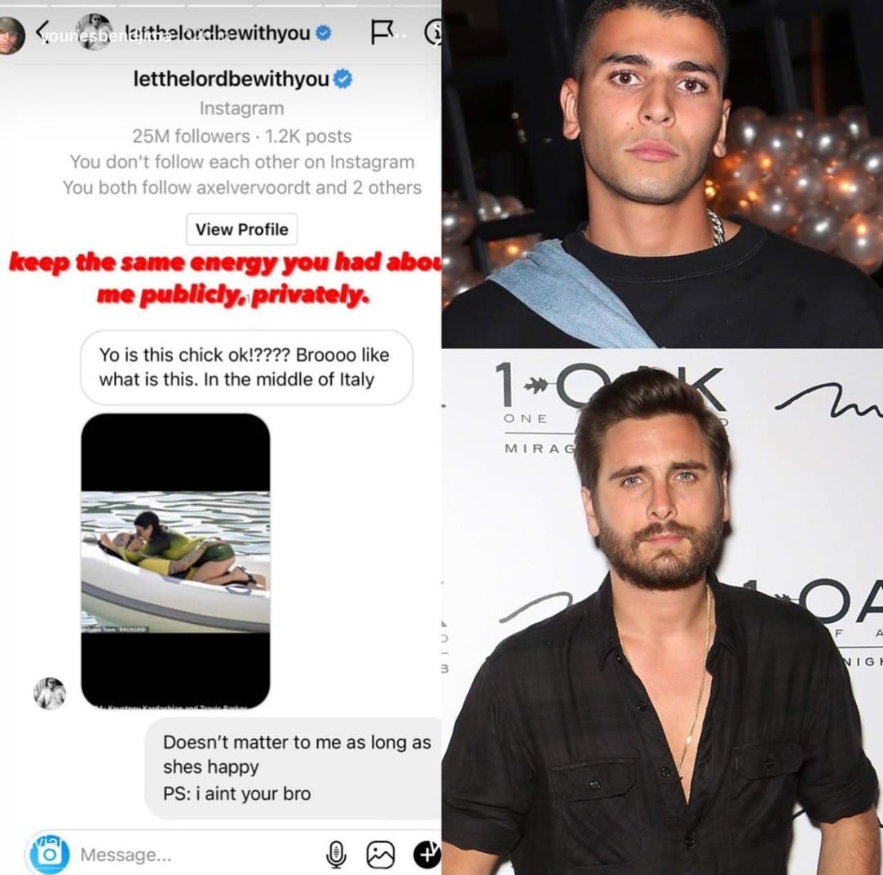 Younes Bendjima mensajes Scott Disick Kourtney