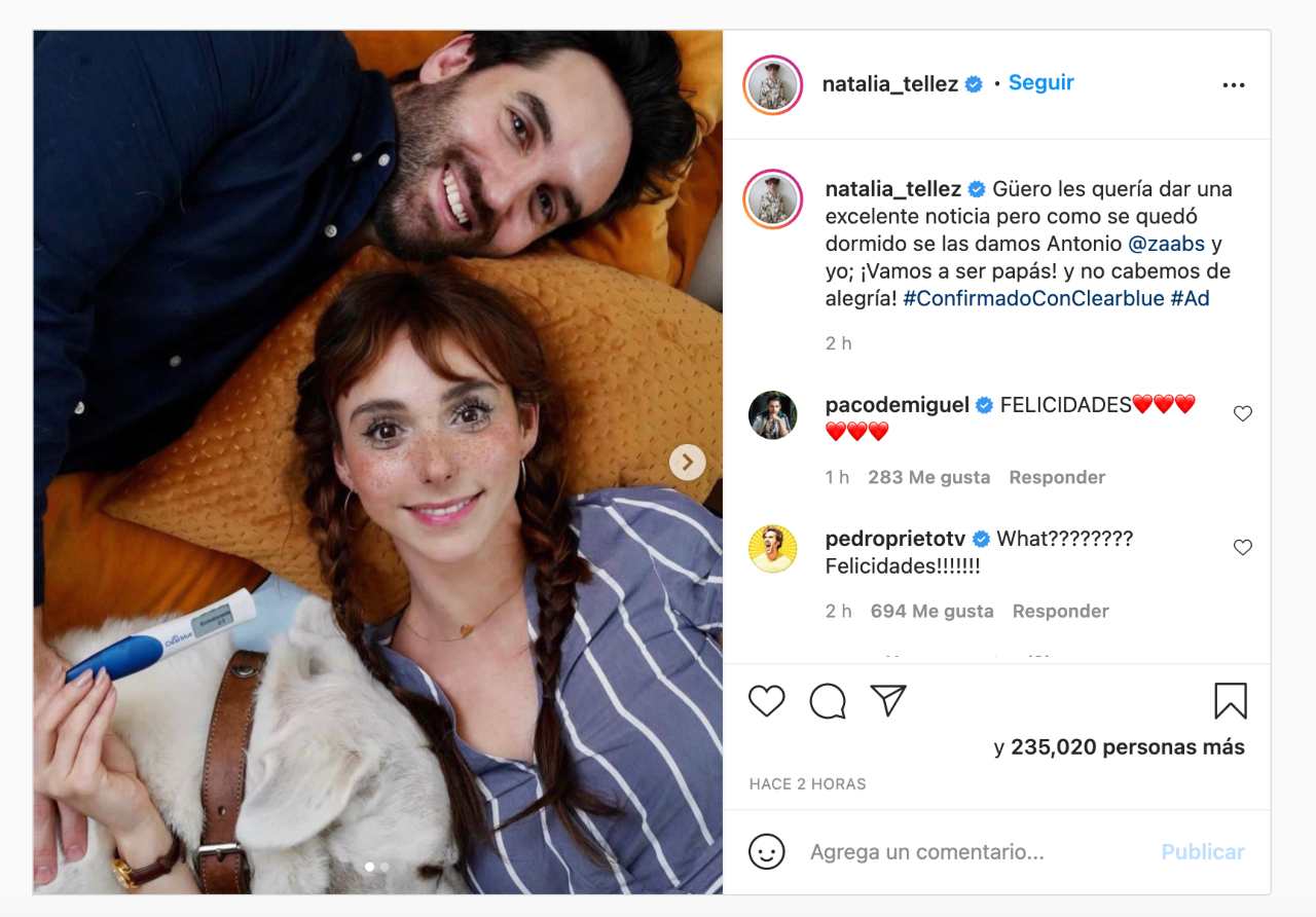 Natalia Téllez está esperando bebé