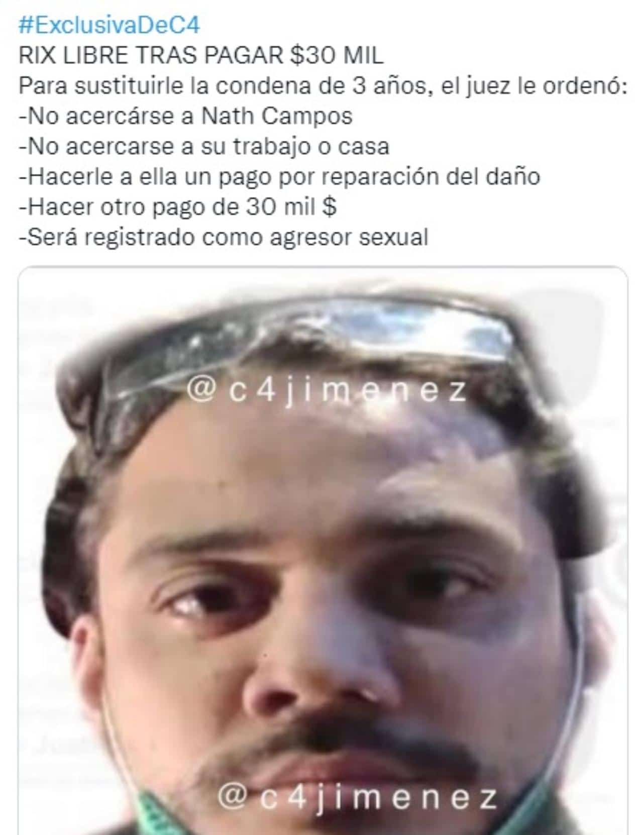 Rix queda libra agresor Nath Campos