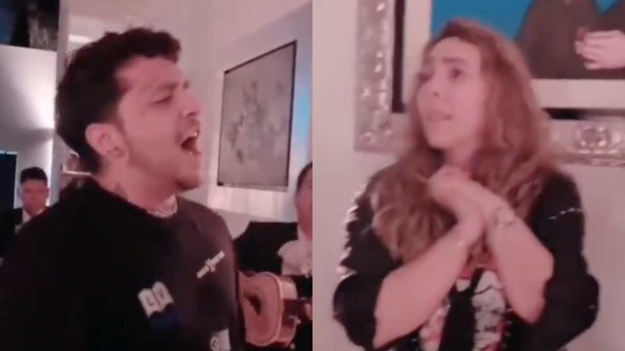 Christian Nodal conquista a la mamá de Belinda llevándole serenata