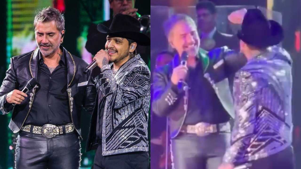 Christian Nodal y Alejandro Fernández cantan en concierto