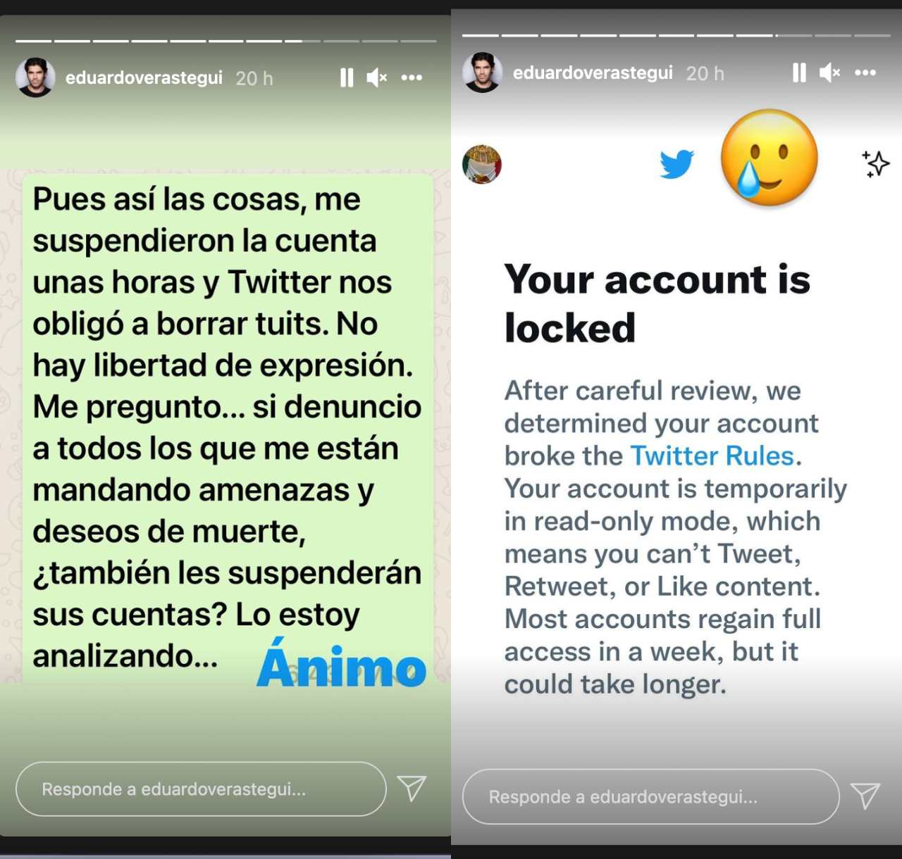 Twitter suspende cuenta de Eduardo Verástegui