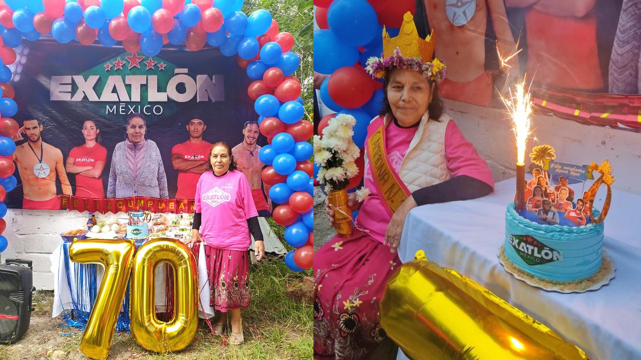 Abuelita celebra fiesta tematica de Exatlon