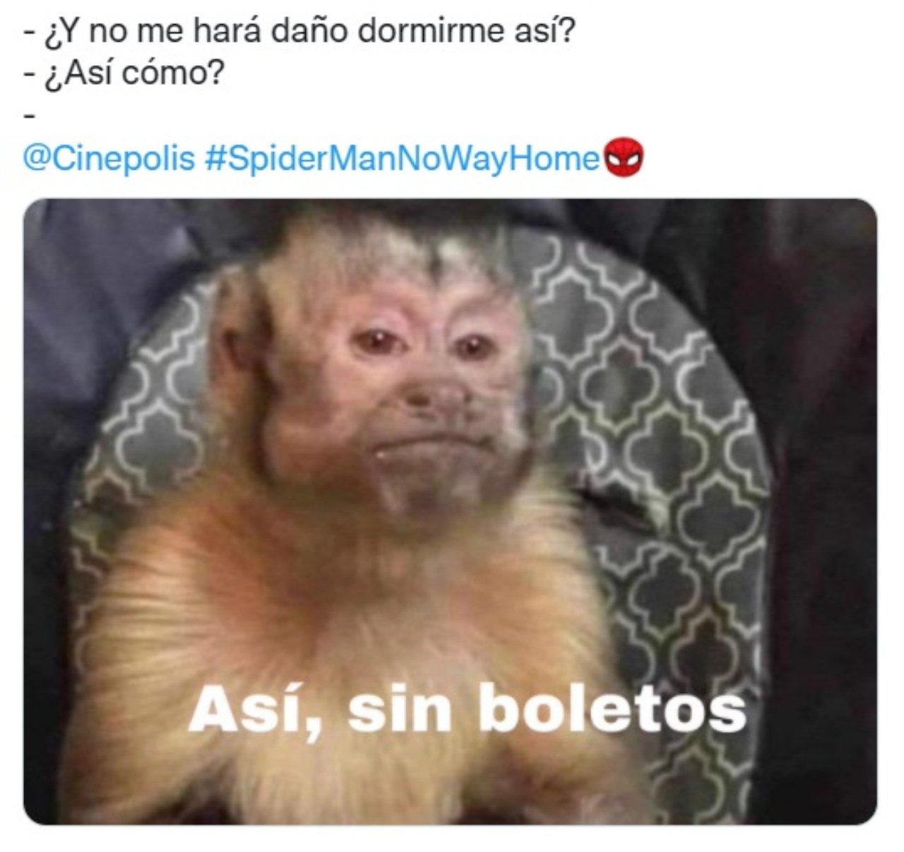 meme changuito preventa spiderman cine boletos