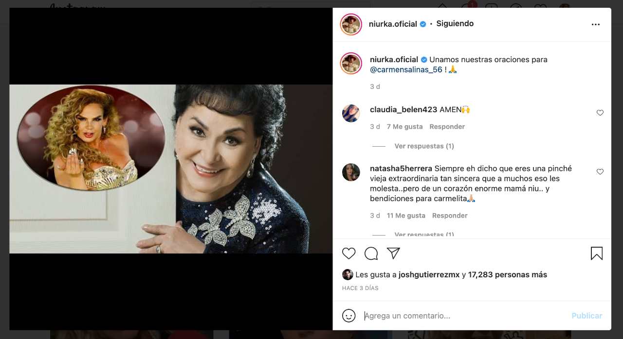 Niurka pide oraciones por doña Carmen Salinas